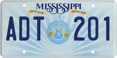 MS license plate ADT201