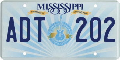 MS license plate ADT202
