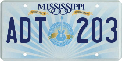 MS license plate ADT203