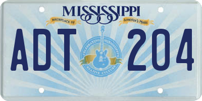 MS license plate ADT204