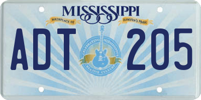 MS license plate ADT205