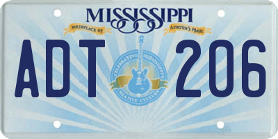 MS license plate ADT206
