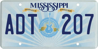 MS license plate ADT207