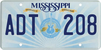 MS license plate ADT208
