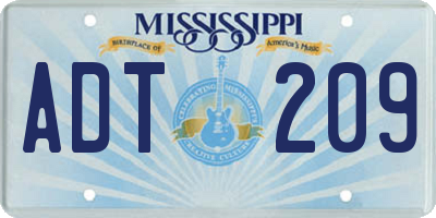MS license plate ADT209