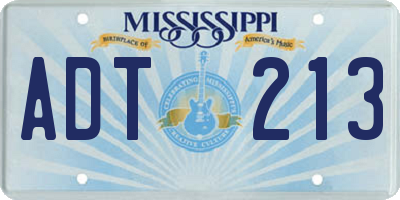 MS license plate ADT213