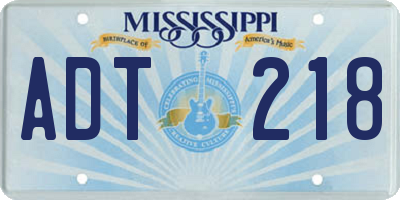 MS license plate ADT218