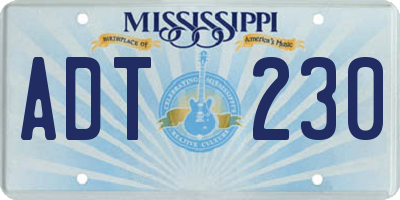 MS license plate ADT230