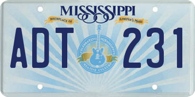 MS license plate ADT231