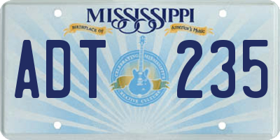 MS license plate ADT235