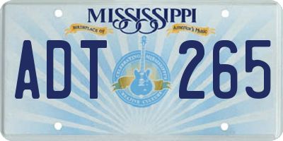 MS license plate ADT265