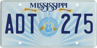 MS license plate ADT275