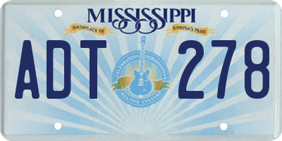 MS license plate ADT278