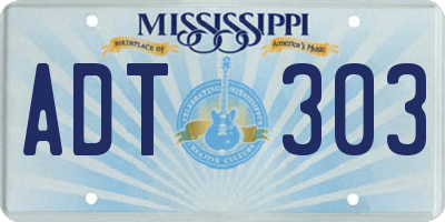 MS license plate ADT303