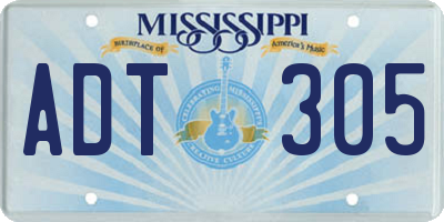 MS license plate ADT305