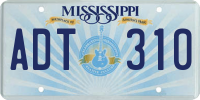 MS license plate ADT310