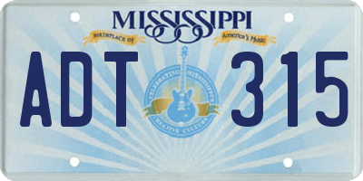 MS license plate ADT315