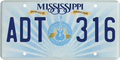 MS license plate ADT316