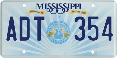 MS license plate ADT354