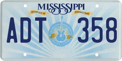MS license plate ADT358