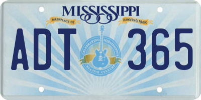 MS license plate ADT365