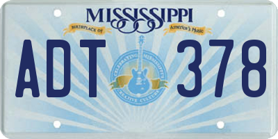 MS license plate ADT378