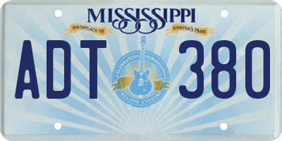 MS license plate ADT380