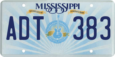 MS license plate ADT383