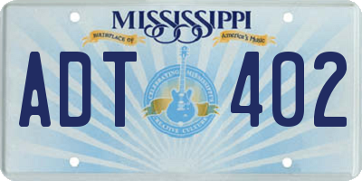 MS license plate ADT402