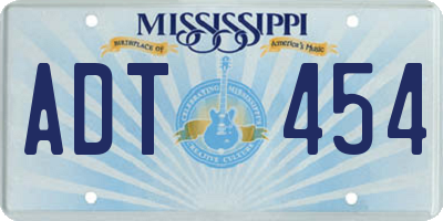 MS license plate ADT454