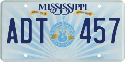 MS license plate ADT457