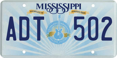 MS license plate ADT502