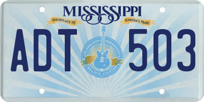 MS license plate ADT503
