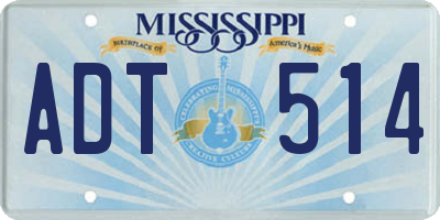 MS license plate ADT514