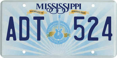 MS license plate ADT524