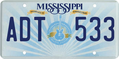 MS license plate ADT533