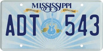 MS license plate ADT543