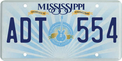 MS license plate ADT554