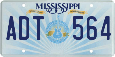 MS license plate ADT564