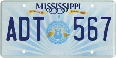 MS license plate ADT567