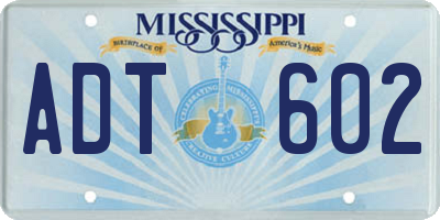 MS license plate ADT602