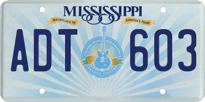 MS license plate ADT603