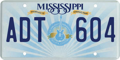 MS license plate ADT604