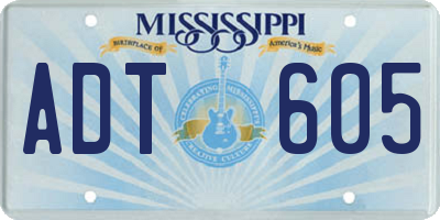 MS license plate ADT605