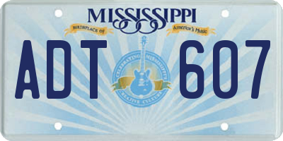 MS license plate ADT607