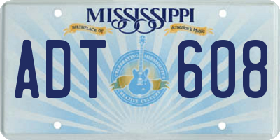 MS license plate ADT608