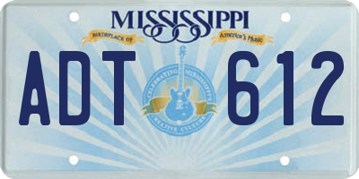 MS license plate ADT612