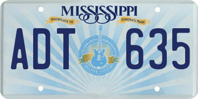 MS license plate ADT635