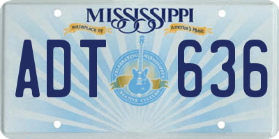MS license plate ADT636