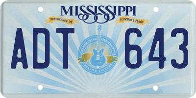 MS license plate ADT643